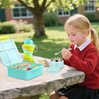 Lunch Box Kids Box Bento Box for Kids - 9oz Soup Thermo, Insulated Bento Lunch Box with Leak Proof Vacuum Insulated Food Jar - 5 Compartments((Blue Sky)