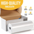 Exquisite Party Solids 60 Inch X 300 Feet Clear Plastic Table Cover Roll in A Cut - to - Size Box with Convenient Slide Cutter. Cuts Up to 36 Rectangle 8 Feet Plastic Disposable Tablecloths