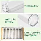 18oz Glass Juice Bottles with Lids Carry Strap, Reusable Glass Water Bottle BPA Free Leakproof Wide Mouth Smoothie Tea Coffee Cold Brew Storage Refrigerator Safe, 6 Pack