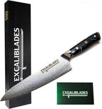 Chef Knife 8 Inch – VG-10 Damascus Stainless Steel, Razor Sharp, Full Tang, Ergonomic G10 Handle – Professional Kitchen Knife for Meat, Vegetables, Fruits – Durable, Balanced Cutlery Gift