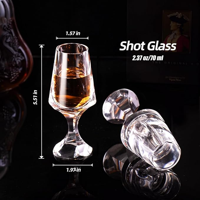 KAMMAK Crystal Snifter Glasses Set of 2 - Premium Handmade Stemmed Whiskey Glass for Brandy-2.37 Oz, Cognac & Bourbon, Elegant Etched Detailing, Luxury Barware for Tasting & Gifting