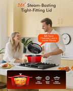 Nuwave 6QT Healthy Enameled Cast Iron Dutch Oven Pot with Lid, Heavy Duty 7-Layer Enamel, Enhanced Rust Protection, Dual Handles, Oven Safe to 500°F for Sourdough Bread Baking, Braise, Stew, Roast