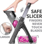 ONCE FOR ALL Safe Mandoline Slicer For Kitchen, Biger Size, Adjustable Vegetable Chopper Food Slicer Potato French Fry Cutter with Peeler, Detachable, Kitchen Chopping Artifact (Black)