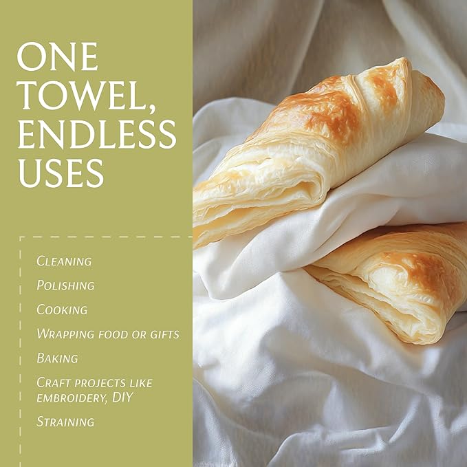 Wealuxe Flour Sack Dish Towels for Kitchen, 12 Pack, 28x28 - Lint-Free, Super-Absorbent Cotton Tea Towels for Kitchen Drying, Bread Proofing, Baking, Crafting, Embroidery