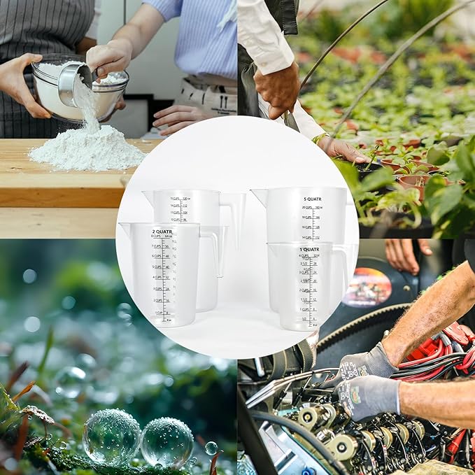 Food-Grade Plastic Measuring Pitcher – 160 Ounce & 20 Cups Measuring Cups with Handle for Liquid, Motor Oil, Pool & Lawn Chemicals, Dilution, Soap Mixing, Brewing, Commercial & Kitchen Use(5000ml)