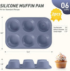2 Pack 6 Cups Silicone Jumbo Muffin Pan with Metal Reinforced Frame Silicone Molds for Baking Cupcake Cake Baking Pans Muffin Tin Tart Pans Baking Set for Easter Christmas holiday Cookie Tin