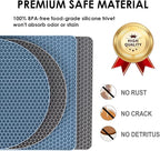 Trivets for Hot Dishes, 4 Pack Silicone Hot Pads Pot Holders for Kitchen, Non-Slip Heat Resistant Silicone Mat for Countertops, Spoon Rest, Multipurpose Food Grade Thick Trivet(Gray& Blue)