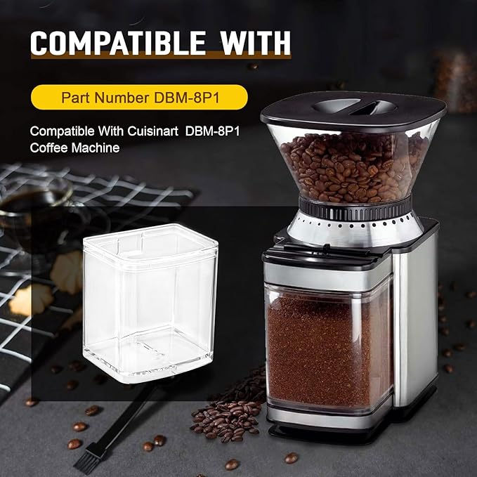 DBM-8GC Coffee Grind Chamber With Top Lid for Cuisinart DBM-8P1- Removable Grind Chamber Holds Enough Ground Coffee for 32 Cups Of Coffee Food Processor Replacement Parts