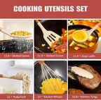 RAXCO Kitchen Set,18-Piece Silicone Cooking Utensils and Stainless Steel Chef's Knives,Khaki