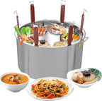 Large Pasta Cooker with Strainer,53.22 Qt. Commercial Pasta Pot,Stainless Steel Pasta Cooker Insert Set with Strainer Basket,Multipots Cooking Tool for Commercial Restaurant,6 Holes