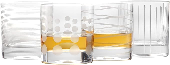 Mikasa Cheers Stemless Wine Glass (17-Ounce, Set of 4) and Double Old Fashioned Glass (Set of 4, 10 fluid ounces)