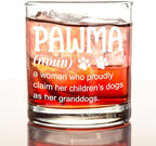 kunlisa Pawma Gifts Whiskey Glasses, Dog Grandma Gifts for Mother's Day, Dog Lovers Owners Gift, 10 oz Drinking Rocks Glasses for Women Whisky Cocktail Scotch Bourbon Liquor
