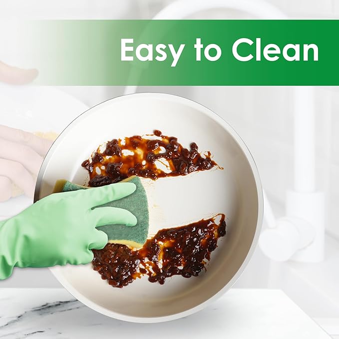 20pcs Ceramic Cookware Set Nonstick, Detachable Handle Pots and Pans Set, Non Toxic,No PFAS & PTFE & PFOA, Dishwasher/Oven Safe, RV Kitchen Set Removable Handle for Cooking, Green