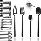 JASHII Flatware Set 32-piece Silverware Set Matte Finished Cutlery Set Service for 8 Include Knife/Fork/Spoon/Coffee spoon Dishwasher Safe (Black)