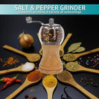 Classical Hand Shake Wood Pepper Grinder Set & Gorgeous Salt Wooden & Acrylic,Ceramic Blades Upgrade metal handle,Enjoy Your Best Fresh Ground Pepper Various spices (Burlywood 1pcs-5in)