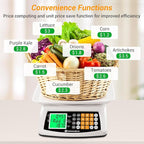 66lb/30kg Commercial Digital Kitchen Scale with Price Computing, LCD Display, KG/LB Conversion, for Food, Baking, Cooking, Meat, Includes Adapter