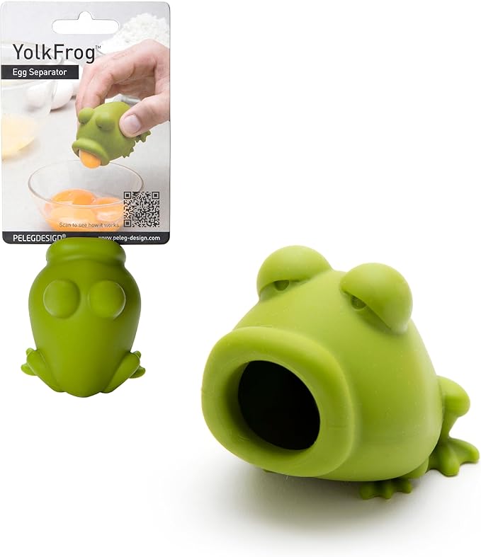 Peleg Design Egg Separator for Raw Eggs – Silicone Egg Yolk and White Separator, Funny Frog Design – Cute Kitchen Tool Gadget for Cooking/Baking