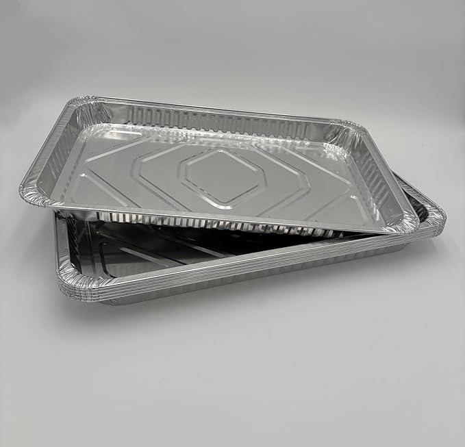 Heavy Duty Disposable Aluminum Foil Pan - Durable Tin Pan for Grilling, Cooking, Heating, Food Storage - Safe For Oven and Freezer, Gas & Electric Stovetop Compatible
