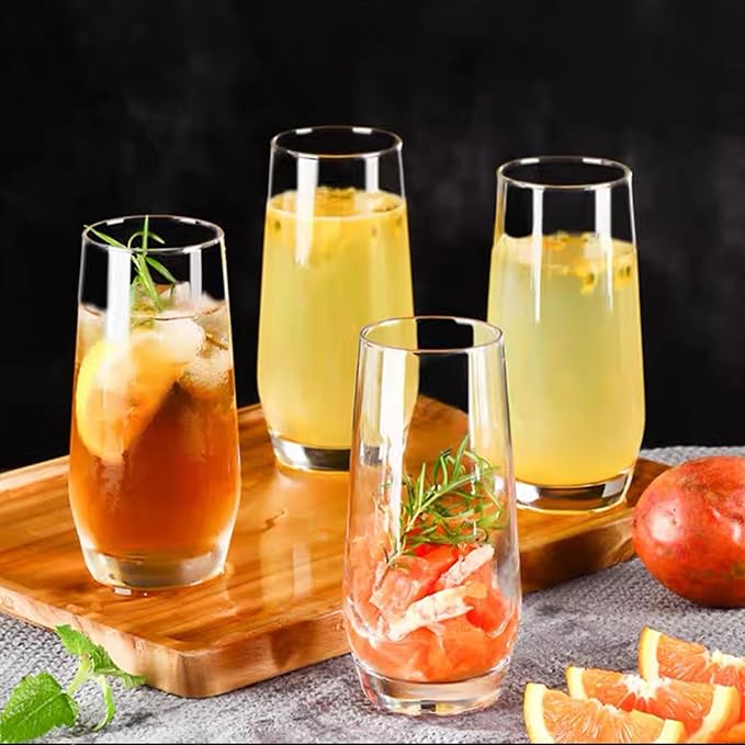 Highball Glasses Set of 4,Tall Drinking Glasses 18oz,Clear Cocktail Glass Cup Water Glasses Mojito Glassware for Juice,Beverage,Restaurant