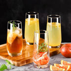 Highball Glasses Set of 4,Tall Drinking Glasses 18oz,Clear Cocktail Glass Cup Water Glasses Mojito Glassware for Juice,Beverage,Restaurant