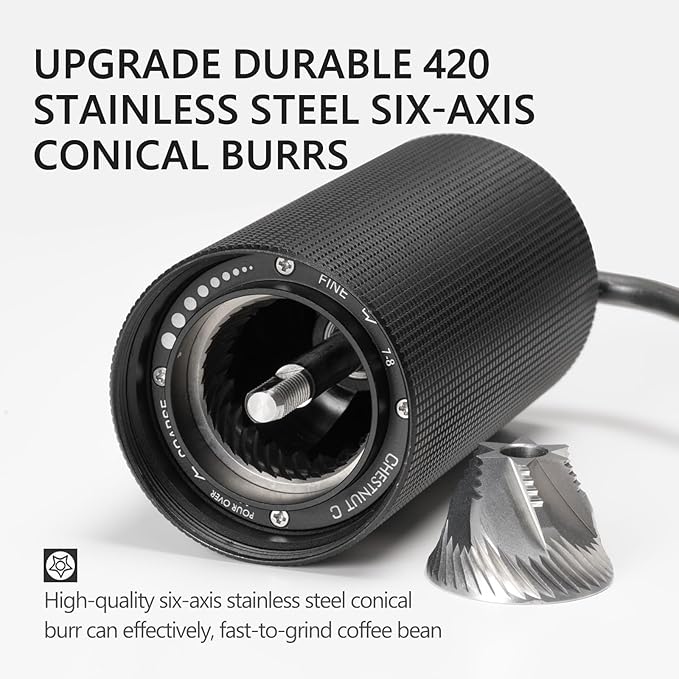 TIMEMORE Manual Coffee Grinder CNC Stainless Steel Conical Burr Coffee Grinder with Capacity 20g Chestnut C3 Internal Adjustable Setting for Pour Over French Press Coffee for Hand Grinder Black