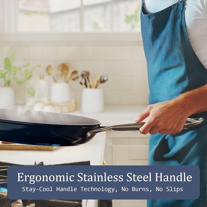 Dutch Oven Pot with Lid 4.5QT Stock Pot 9.5 Inch Nonstick Ceramic Coated Soup Pot Non-Toxic PFAS-Free, Quick & Even Heat Distribution for Braising, Baking Bread & Stewing, Compatible for All Cooktops(Induction/Gas/Electric) Oven Safe to 500°F, Fusion Red