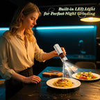 Electric Rechargeable Salt and Pepper Grinder Set - USB-C Charging Base, Large Capacity 100ml, Adjustable Coarseness, Stainless Steel Automatic (2 Pack)