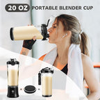 Portable Blender for Shakes and Smoothies- Personal Juicer 20 OZ Electric Protein Shaker Bottle with Insulated Sleeve, USB-C Rechargeable,Travel Lid-Small Blender Cup for Kitchen, Office, Gym,Travel