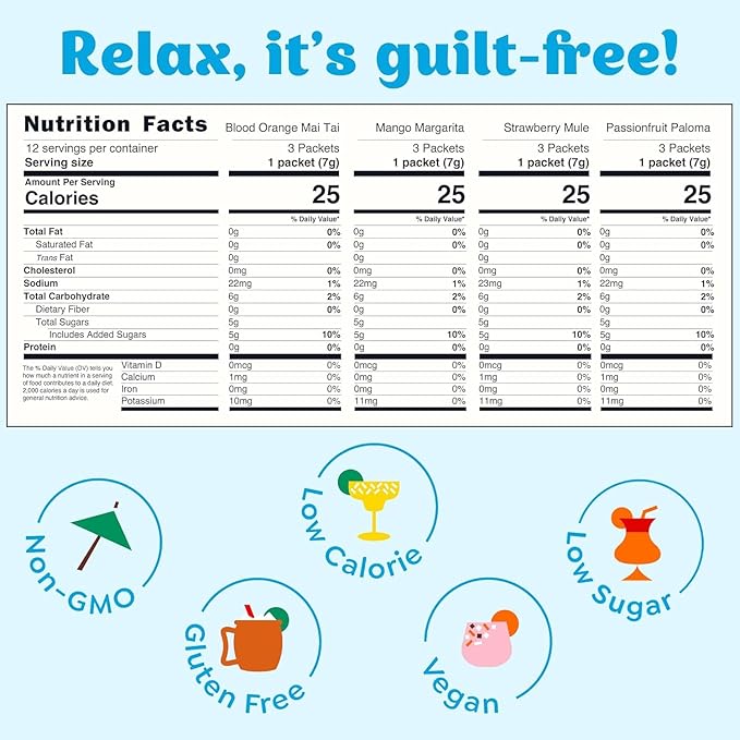 Craftmix Variety Pack, Makes 24 Drinks, Skinny Cocktail Mixers, Mocktails Non-Alcoholic Drinks - Made With Real Fruit - Vegan Low-Carb, Low-Sugar, Non-GMO, Dairy Free, Gluten Free, Easy to Mix