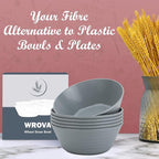 Wheat Straw Bowl Sets,6 PCS Unbreakable Cereal Bowl 36 OZ,Microwave and Dishwasher Safe Bowls,Dorm Bowl Sets BPA Free for Serving Cereal,Oatmeal and Salad (Grey)