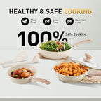 DisDelight Pots and Pans Set Non Stick, Nonstick Induction Granite Kitchen Cookware Sets, Induction Nonstick Granite Cooking Set, Induction Cookware Cooking Pan Set, Pan Sets for Cooking, Cream White