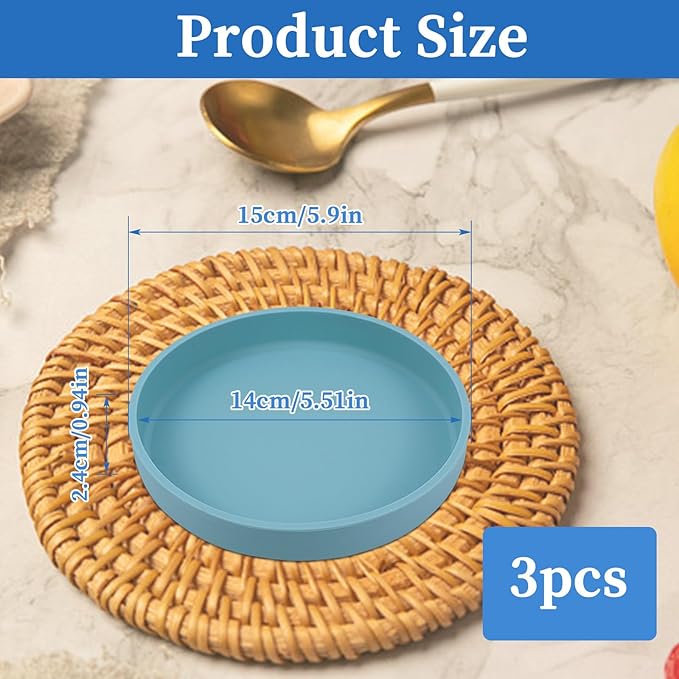 3pcs Silicone Dessert Plates, Reusable 6 Inch Appetizer Plates for Snacks, Sweets, Salads & More