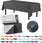 Exquisite Party Solids 54 Inch X 300 Feet Black Plastic Table Cover Roll in A Cut - to - Size Box with Convenient Slide Cutter. Cuts Up to 36 Rectangle 8 Feet Plastic Disposable Tablecloths