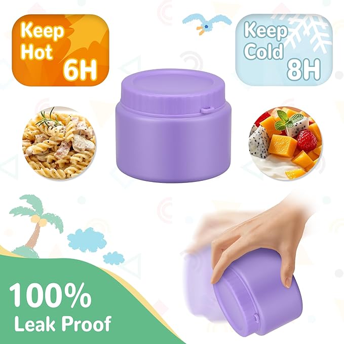 Kids Bento Lunch Box with 12oz Soup Thermo, Kids Leakproof Lunch Food Container with 4 Compartments, Insulated Lunch Bag & Water Cup for Girls Boys to School Travel