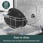 8-Quart Programmable Slow Cooker with Timer Keep Warm - Small Kitchen Appliance for Family Dinners - Serves 6+ People - Heat Settings: Keep Warm(White, Black Liner)