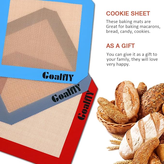 8 Inch Square Silicone Baking Mat, Set of 3 Silicone Cooking Mat for 8 Inch Cake Pan, Silicone Mat for Baking, Silicone Mat for Baking Sheet (Red, Blue, Grey)