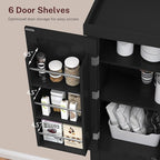 72” Kitchen Pantry Cabinet, with 6 Hanging Shelves & 1 Large Drawer, Adjustable Shelf, for Dinging Room, Living Room, Black