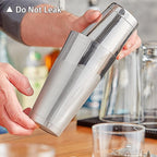 Boston Cocktail Shaker Set, 17 oz and 24 oz Stainless Steel Weighted Shaker Tins, Professional Bar Tools for Bartender, Metal Martini Shaker Drink Mixer for Bartending (Silver)