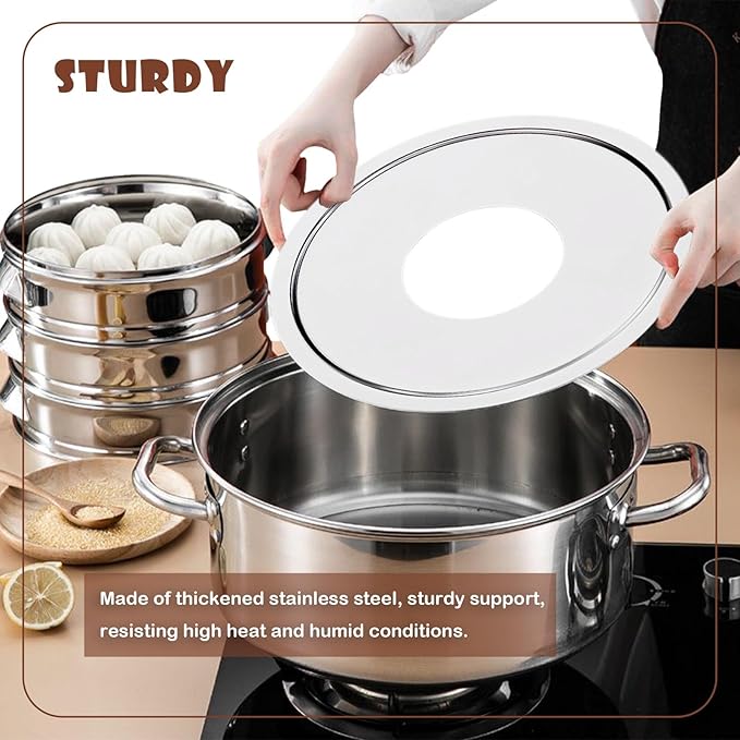 Stainless Steel Steamer Ring | 13 Inch, Fits 7 to 12 Inch Bamboo Steamer | Steaming Adapter for Steam Pot, Asian Food, Dumpling, Dim Sum, Rice, Veggie for Cooking Basket