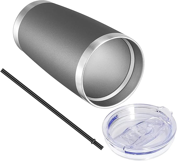 VEGOND 20oz Tumbler with Lid and Straw Stainless Steel Tumbler Cup Bulk Vacuum Insulated Double Wall Travel Coffee Mug Powder Coated Coffee Cup(Grey 12 Pack