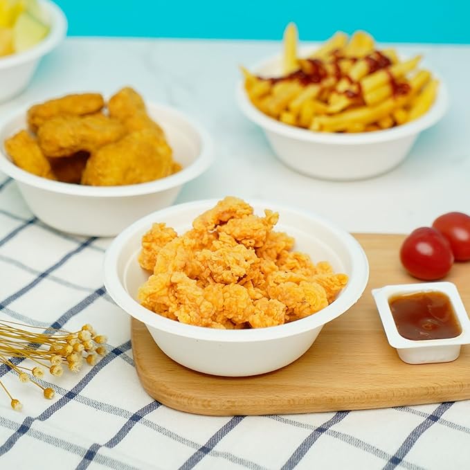 1000 Count 12 oz Paper Bowls, Disposable Compostable Bowls Bulk, Heavy Duty Biodegradable Bagasse Bowl for Snacks, Soup, and Salads, White