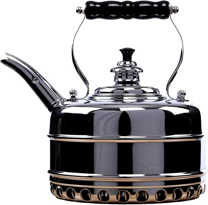 Newey & Bloomer Buckingham No. 3 Tea Kettle, 1.9 Qt. - Solid Copper Body & Chrome-Plated Finish, Heat-Resistant Beechwood Handle - Vintage-Inspired Kitchen Necessity, Gas Stove Compatible