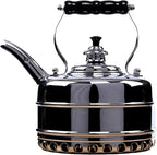 Newey & Bloomer Buckingham No. 3 Tea Kettle, 1.9 Qt. - Solid Copper Body & Chrome-Plated Finish, Heat-Resistant Beechwood Handle - Vintage-Inspired Kitchen Necessity, Gas Stove Compatible