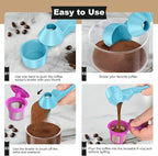 Coffee Scoop & Funnel for Reusable K Cup Refillable Coffee Pods, Coffee Measuring Spoon 2 Tablespoon Capacity, Scoop with Funnel for Ground Coffee, Protein Powder, Tea (Blue, 2 Pack)