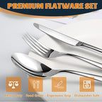 Silverware Set for 12, Heavy Duty Stainless Steel Cutlery Set Flatware Set,60 Piece Premium Silverware, Mirror Polished Modern Cutlery include Fork Knife Spoon Set,Dishwasher Safe