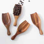 Acacia Coffee Scoop, 4pcs Large Wood Scoops for Coffee Beans, Big Wooden Scoops Shovel for Big Jars Canisters Ground Coffee, Sugar, Salt