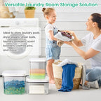 2 Pack Laundry Pods Container with One-Click Pop-up Lid, 95 oz + 68 oz Laundry Room Detergent Storage Container for Laundry Powder, Scent Booster, Dryer Sheet, Dryer Ball, Dishwasher Pod Holder