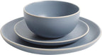 Gibson Home Rockaway 12-Piece Round Stoneware Dinnerware Set, Service for 4 – Blue Plates and Bowls, Microwave & Dishwasher Safe