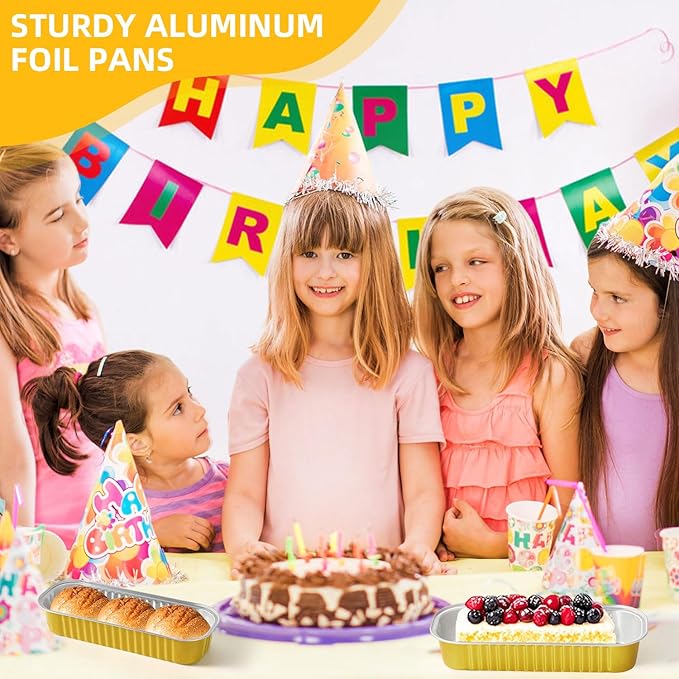 Mini Loaf Pans with Lids and Spoons Sealing Sticker,30 Pcs 6.8oz Cake Pans for Baking Disposable Aluminum Foil Red cake pan (30 PCS GOLD)