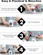 Cheese Grater Rotary, Rotary Grater for Kitchen, Kitchen Grater Vegetable Slicer with 3 Drum Blades, Fast Cutting Cheese Shredder for Vegetables and Nuts